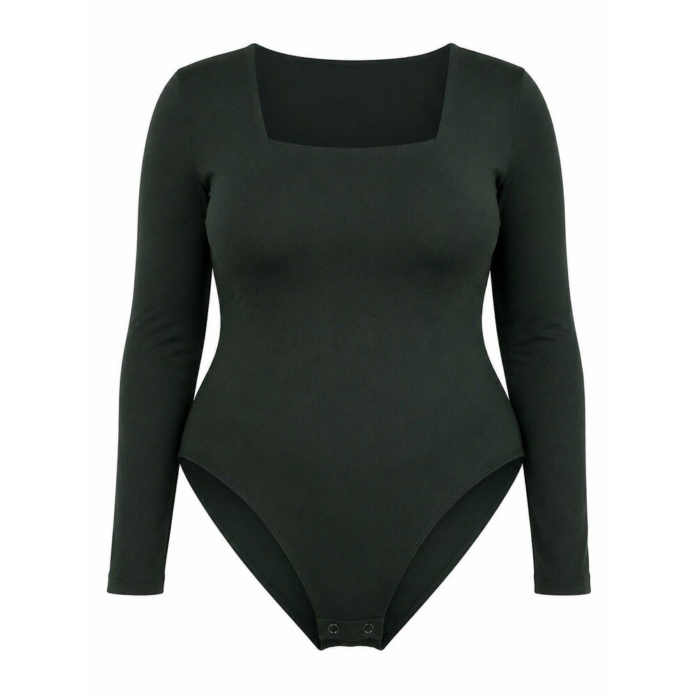 Old Navy Body Suit Women’s XXL Long Sleeve Square Neck Ribbed Dark Green Stretch